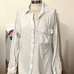James Perse Los Angeles White Cotton Button Down Long-Sleeve Women's Top Size 3